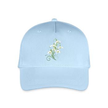 Zarte Schneeglöckchen mit Ornamentranken - Kinder Bio Basecap - Hellblau - Vorne
