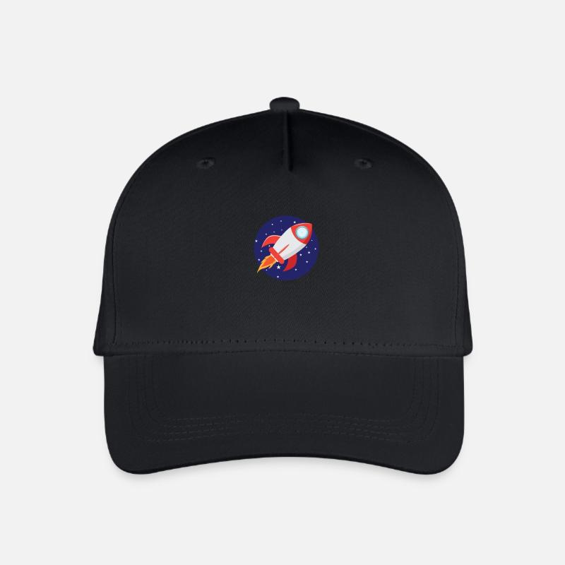 Rakete mit Sternen - Kinder Bio Basecap - Schwarz