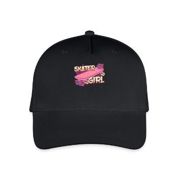 Skater Girl Skateboard - Kinder Bio Basecap - Schwarz - Vorne