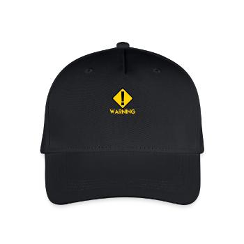 Warnschild - Kinder Bio Basecap - Schwarz - Vorne