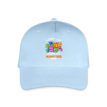 One Candy Per Day Keeps The Montser Far Halloween - Organic Kids’ Baseball Cap - light blue - Front