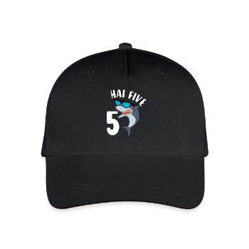 5 Jahre Jungen Hai Five Geburtstagsgeschenkidee - Kinder Bio Basecap - Schwarz - Vorne