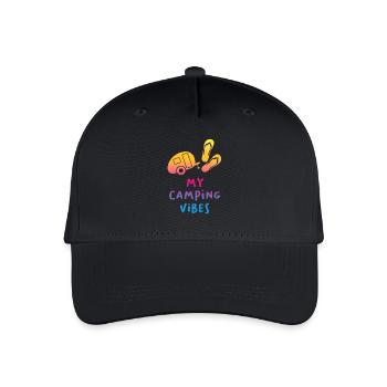 Camping Vibes Quote Caravan Wohnmobil Verlauf Fan - Kinder Bio Basecap - Schwarz - Vorne
