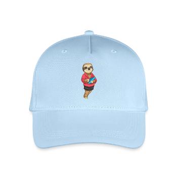 Faultier Sekretärin Dokument Büro - Kinder Bio Basecap - Hellblau - Vorne