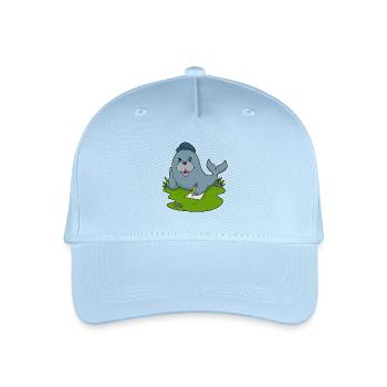 Seehund Schüler Bleistift Schule - Kinder Bio Basecap - Hellblau - Vorne