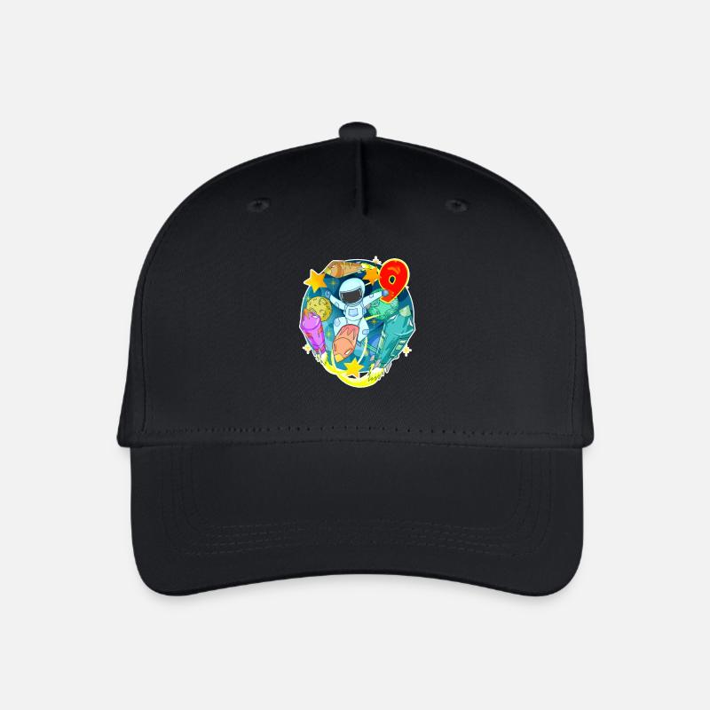 9. Geburtstag 9 Jahre Astronaut Weltall - Kinder Bio Basecap - Schwarz
