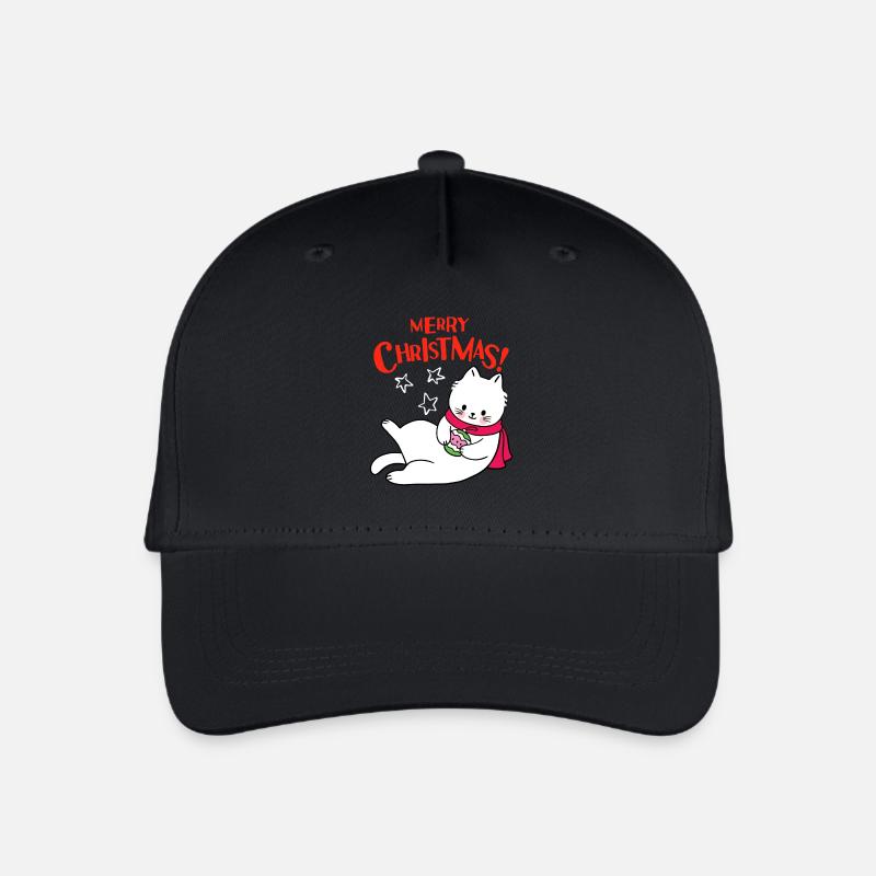Merry Christmas Katze, lustiger Weihnachtsspruch - Kinder Bio Basecap - Schwarz