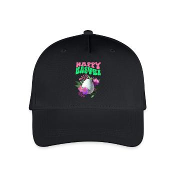 Frohe Ostern Osterei Blumenkunst - Kinder Bio Basecap - Schwarz - Vorne