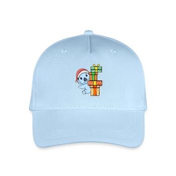 Koala with Santa hat and Christmas present - Organic Kids’ Baseball Cap - light blue - Front