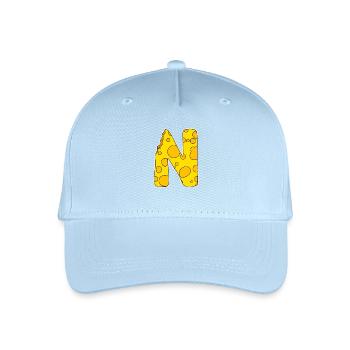Buchstabe N - Anfangsbuchstabe N - Käse Motiv - Kinder Bio Basecap - Hellblau - Vorne