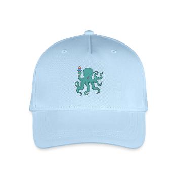 Crème glacée gaufrée au poulpe - Casquette de baseball bio Enfant - bleu clair - Devant