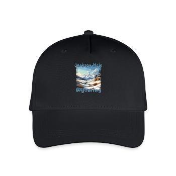 Jackson Hole Winter, Grunge Ski & Snowboard - Kinder Bio Basecap - Schwarz - Vorne