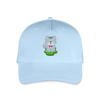 Katze Schleife - Kinder Bio Basecap - Hellblau - Vorne