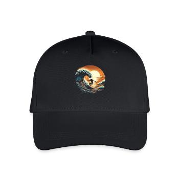 Fille surfeuse au coucher du soleil - Casquette de baseball bio Enfant - noir - Devant