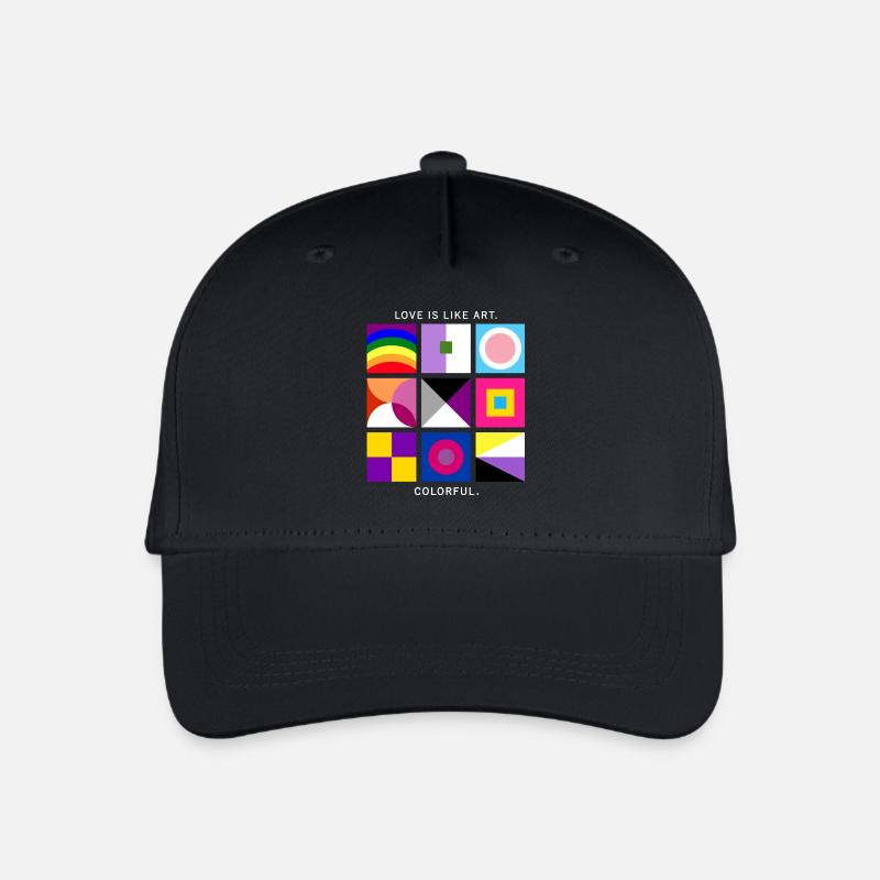 Liebe ist wie Kunst – bunt – LGBTQIA+ geometrisch - Kinder Bio Basecap - Schwarz
