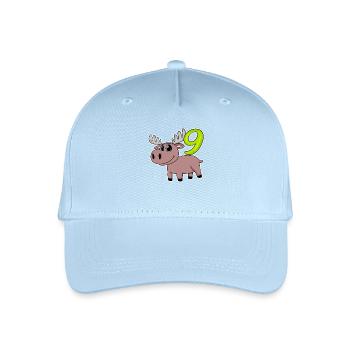 9th Birthday Motif Moose - Nine Years Old - Organic Kids’ Baseball Cap - light blue - Front