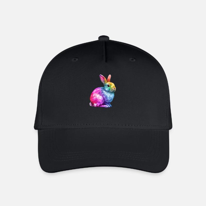 Bunter Regenbogen Hase Kunstwerk - Kinder Bio Basecap - Schwarz