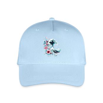 große Welle vor Kanagawa mit Blumen - Kinder Bio Basecap - Hellblau - Vorne