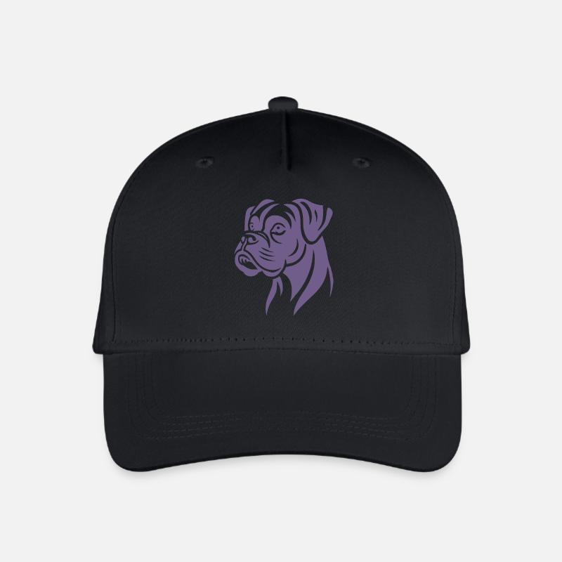 Hund Boxer Kopf Silhouette Minimalistisch - Kinder Bio Basecap - Schwarz
