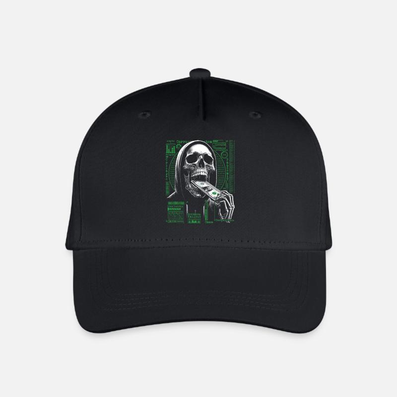 Hacker Skull Eating Dollar - Anarchy & Corruption - Organic Kids’ Baseball Cap - black