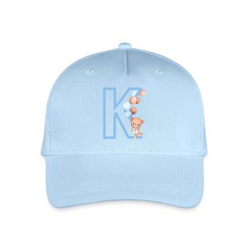 Blue Letter k Bear - Organic Kids’ Baseball Cap - light blue - Front
