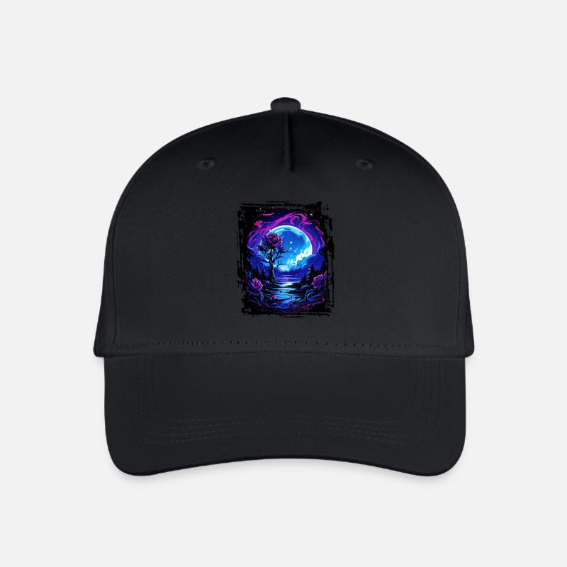 Traumhaftes Mondlicht und eine zauberhafte Rose - Kinder Bio Basecap - Schwarz