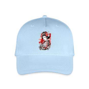 Elegante Geisha mit floralem Kimono Kunst - Kinder Bio Basecap - Hellblau - Vorne