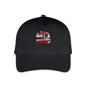 Warm Struggles Boston Terrier Cuddles Christmas - Organic Kids’ Baseball Cap - black - Front
