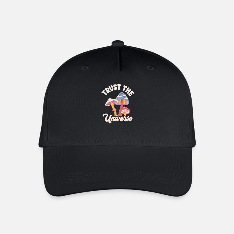 Vertraue Dem Universum Pilze Design - Kinder Bio Basecap - Schwarz