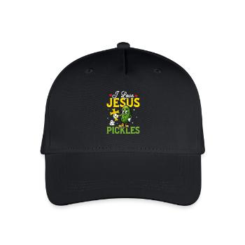 I Love Jesus & Pickles Cucumber Vegan Pickle - Kinder Bio Basecap - Schwarz - Vorne