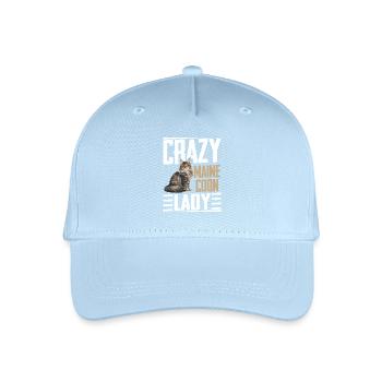 Crazy Maine Coon Lady Mother Kitten Cat - Organic Kids’ Baseball Cap - light blue - Front