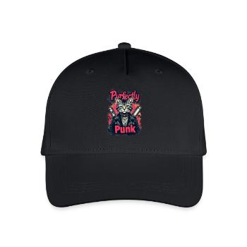 Punk Katze für einen Punker Katzenfreund - Kinder Bio Basecap - Schwarz - Vorne
