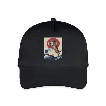 Cat Wave Art – Japanese Inspired Illustration - Organic Kids’ Baseball Cap - black - Front