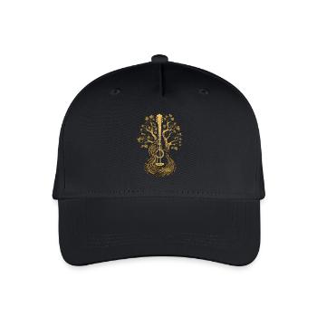 Guitare en bois avec arbre – Music & Nature Design - Casquette de baseball bio Enfant - noir - Devant