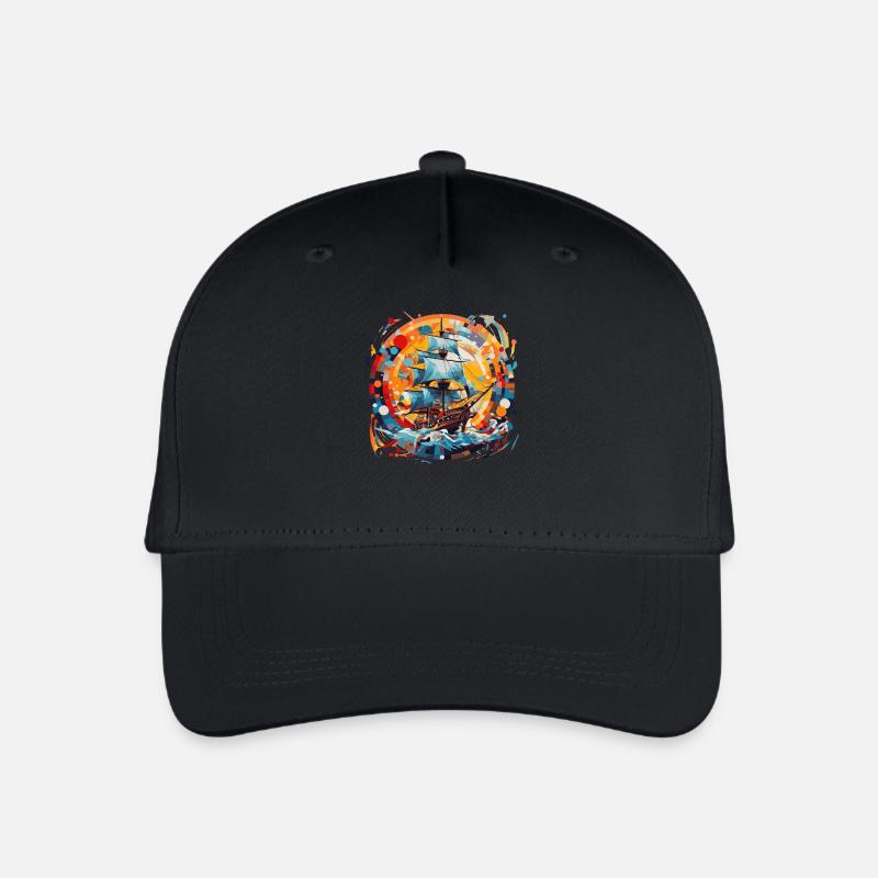 Segelschiff, Fregatte, Boot - Kinder Bio Basecap - Schwarz
