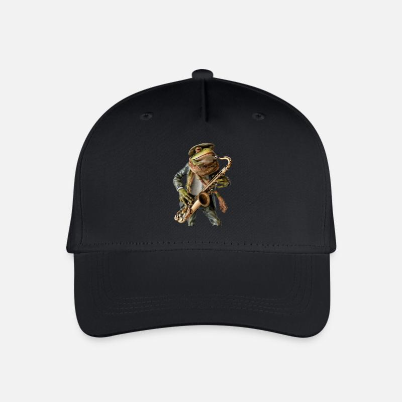 Frosch Saxophon - Kinder Bio Basecap - Schwarz