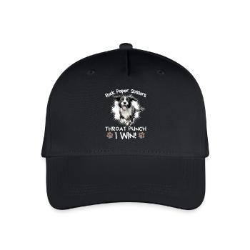 Rock Paper Scissors Throat Punch - Border Collie - Organic Kids’ Baseball Cap - black - Front