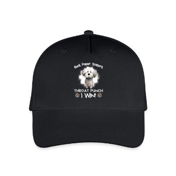 Rock Paper Scissors Throat Punch Bichon Frise Dog - Organic Kids’ Baseball Cap - black - Front
