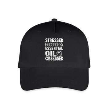 Stressed Essential Oil Obsessed - Organic Kids’ Baseball Cap - black - Front