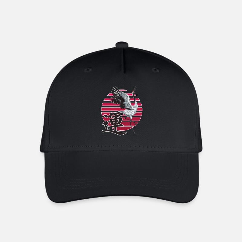Kranich des Glücks – Japanischer Stil - Kinder Bio Basecap - Schwarz