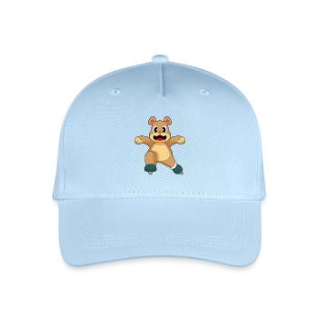 Bär Eislaufen Schlittschuhe - Kinder Bio Basecap - Hellblau - Vorne