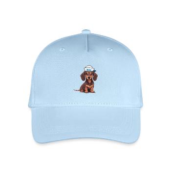 Dackel Hund Hunde maritim Kinder Kind Moin Ahoi - Kinder Bio Basecap - Hellblau - Vorne
