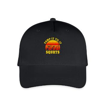 Pump It Til It Squirts - Ölbohrung Silhouette vor - Kinder Bio Basecap - Schwarz - Vorne