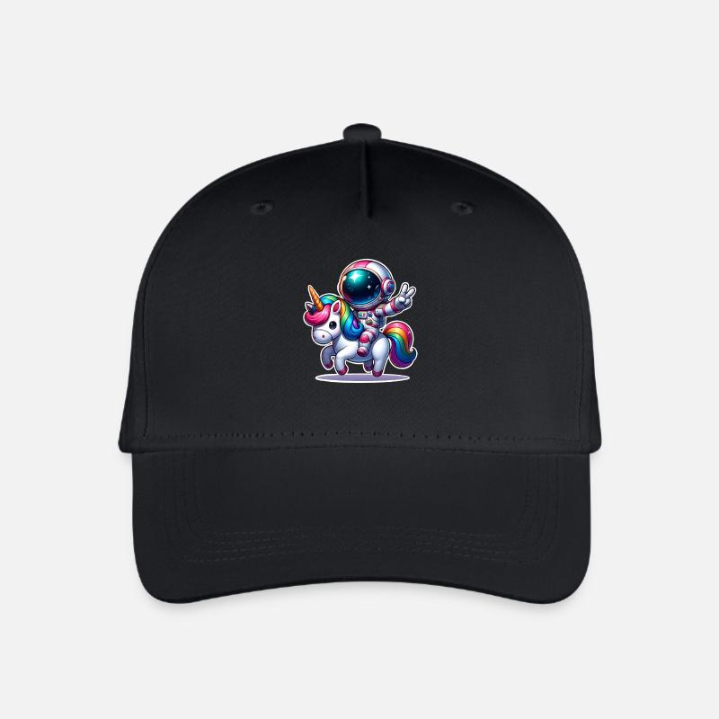Astronaut Einhorn - Kinder Bio Basecap - Schwarz