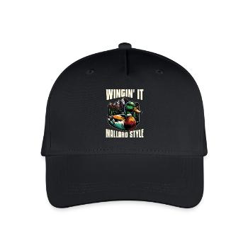 Mallard Duck Wingin' It Mallard Style Duck Hunter - Organic Kids’ Baseball Cap - black - Front