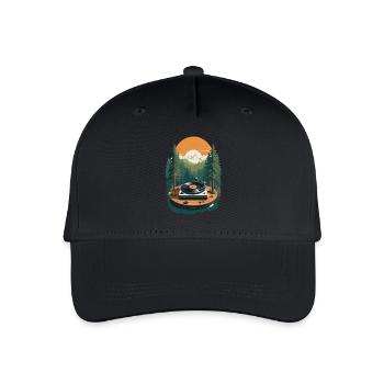 Musik Streetwear Outfit Plattenspieler Natur - Kinder Bio Basecap - Schwarz - Vorne