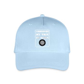 T-Shirt Ich habe meine Reise zum Mond 2025 überlebt - Kinder Bio Basecap - Hellblau - Vorne