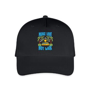 Make Love Not War Flowerpower Hippie - Kinder Bio Basecap - Schwarz - Vorne