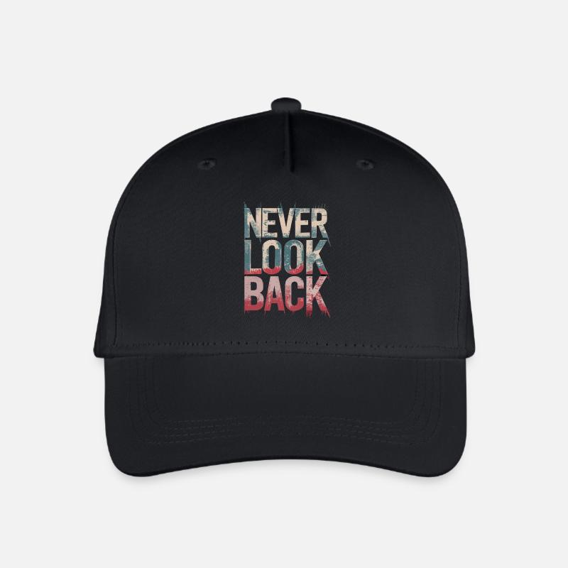 Never Look Back Ermutigendes Motivationszitat - Kinder Bio Basecap - Schwarz