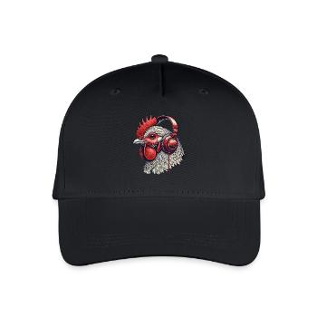 Musik Huhn Kopfhörer Streetwear Outfit Stil - Kinder Bio Basecap - Schwarz - Vorne